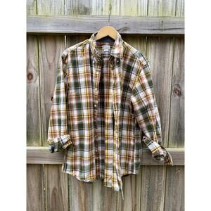 J.Crew “Tailored By” Plaid Button-Down Shirt Olive Mustard Rust Boyfriend Shirt